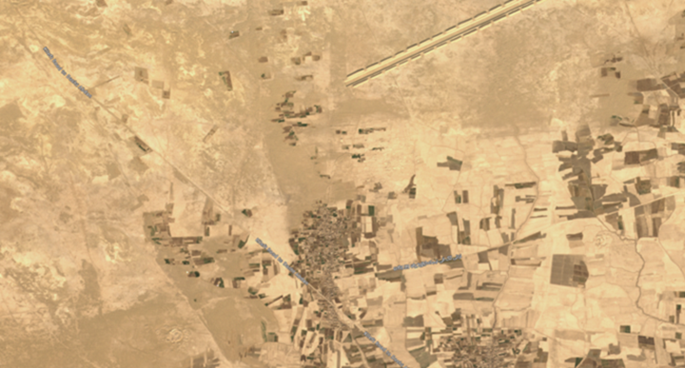 Снимок спутника Sentinel-2 за 30 декабря 2023 г. – зимнее затишье в строительстве канала Кош-Тепа
