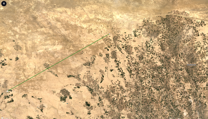 Снимок спутника Sentinel-2 за 24 марта 2024 г.: канал Кош-Тепа увеличился на 30 км (но с перемычками между секциями) и достиг следующей внутренней дельты